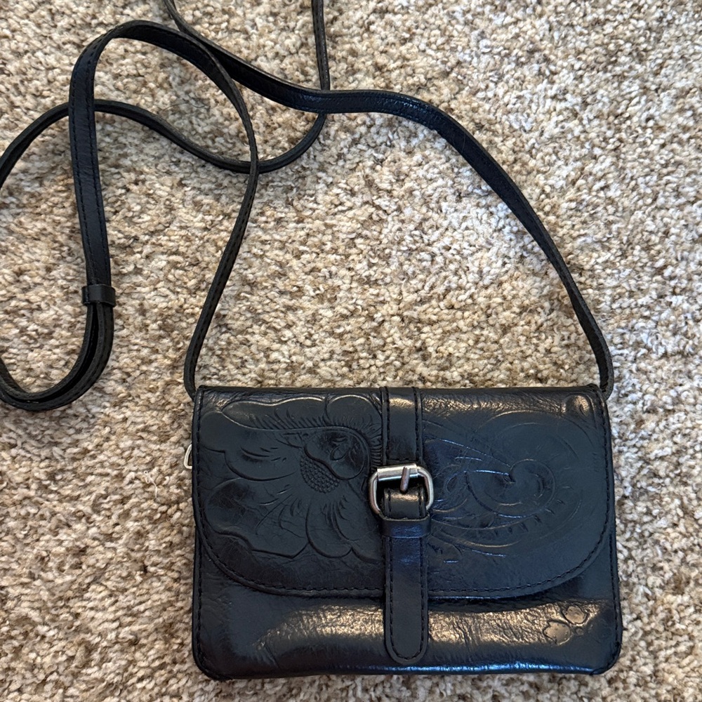 Patricia Nash Black Leather Crossbody Bag